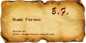 Bumb Ferenc névjegykártya